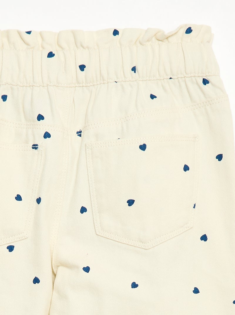 Calças de ganga corte mom com padrão Branco - Kiabi
