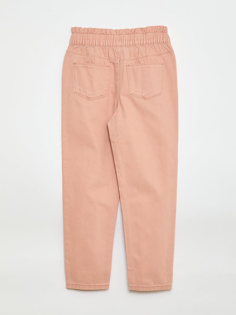 Calças de ganga corte mom com padrão Rosa - Kiabi