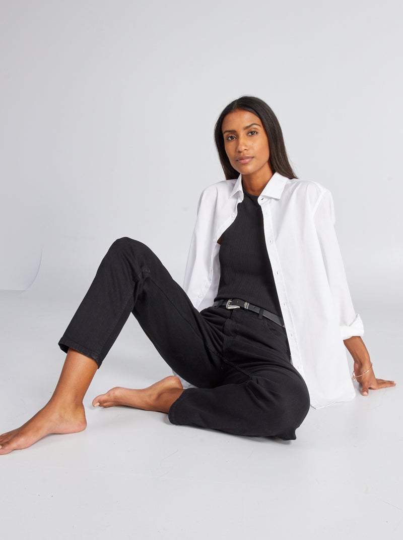 Calças de ganga corte regular e cintura subida - 34L PRETO - Kiabi