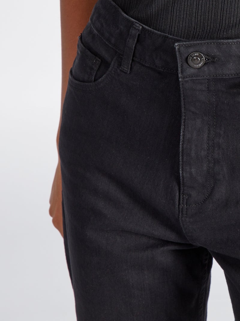 Calças de ganga corte regular e cintura subida - 34L PRETO - Kiabi