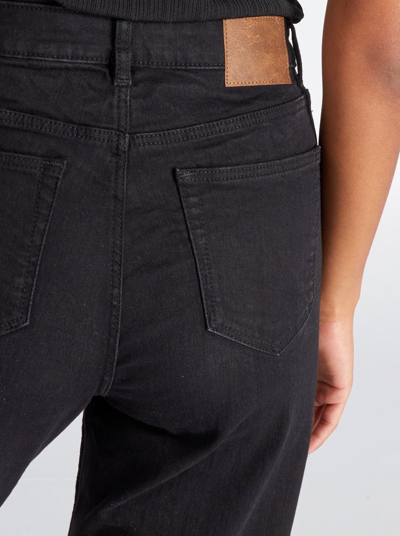 Calças de ganga corte regular e cintura subida - 34L PRETO - Kiabi