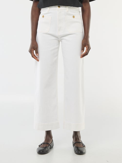 Calças de ganga cropped com botões - Kiabi