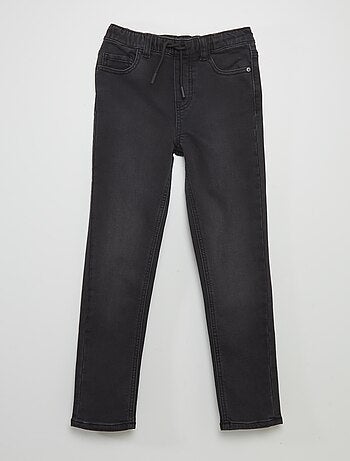 Calças de ganga de cintura elástica com cordões