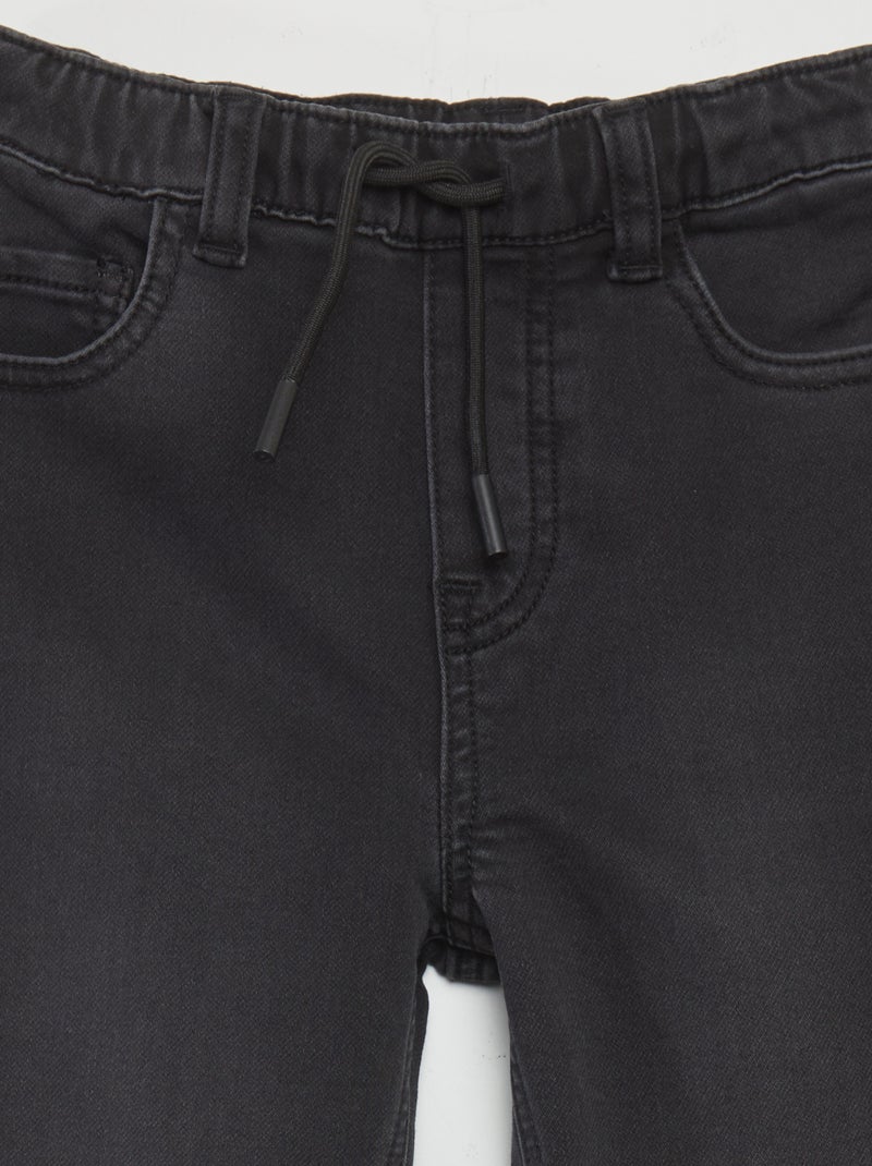 Calças de ganga de cintura elástica com cordões CINZA - Kiabi