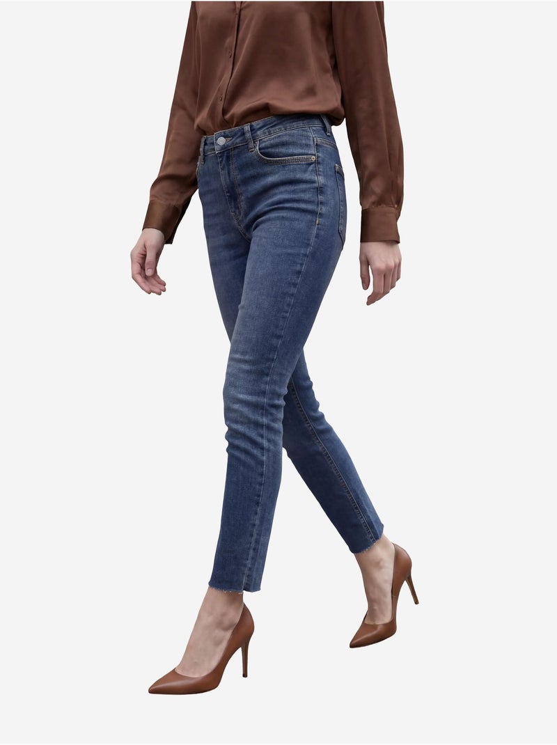 Calças de ganga de cintura subida de perna skinny my fashion Azul escuro - Kiabi