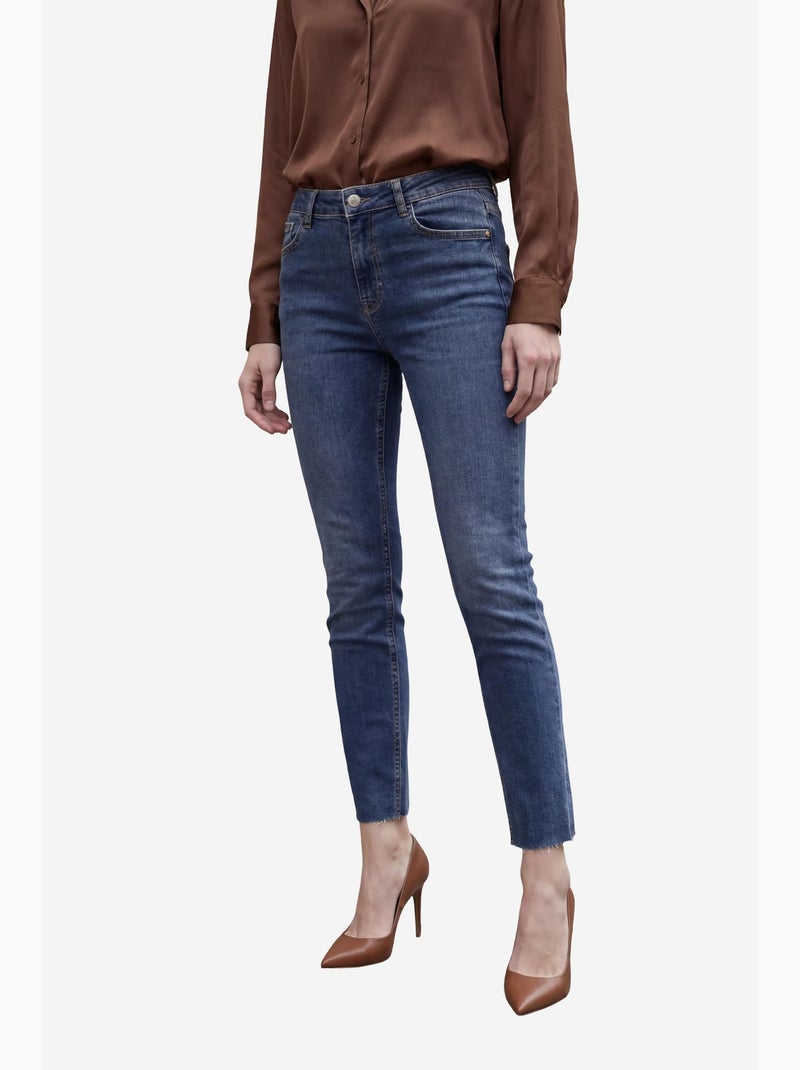 Calças de ganga de cintura subida de perna skinny my fashion Azul escuro - Kiabi
