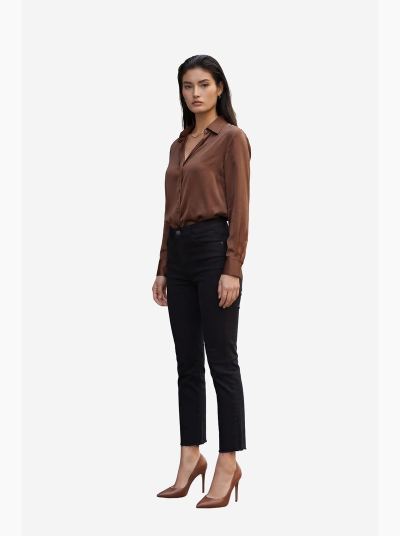 Calças de ganga de cintura subida de perna skinny my fashion Preto - Kiabi