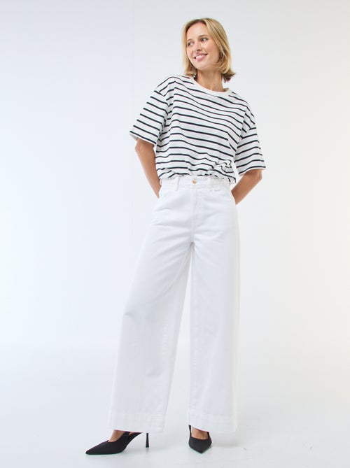 Calças de ganga de cintura subida e corte largo - Kiabi