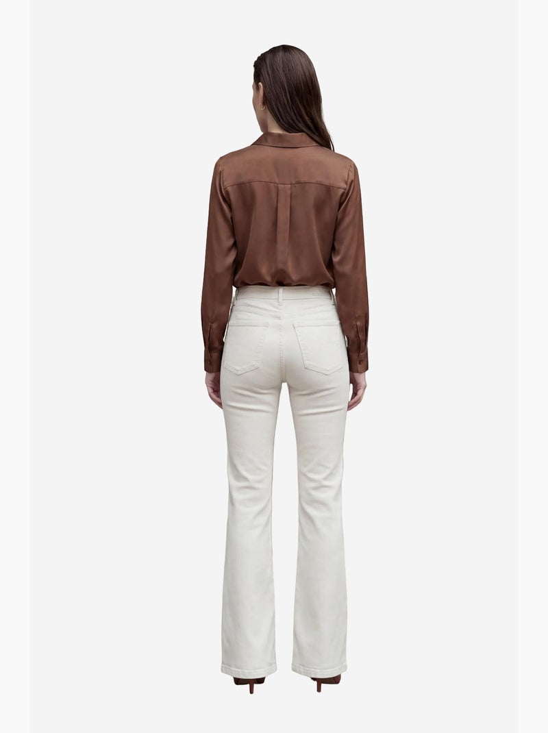 Calças de ganga de cintura subida e perna à boca de sino my fashion Creme - Kiabi