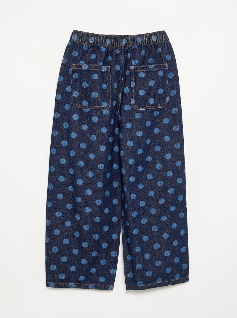 Calças de ganga de corte barrel com estampado de bolinhas Azul - Kiabi