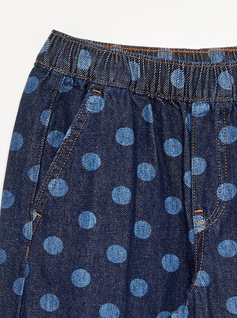 Calças de ganga de corte barrel com estampado de bolinhas Azul - Kiabi