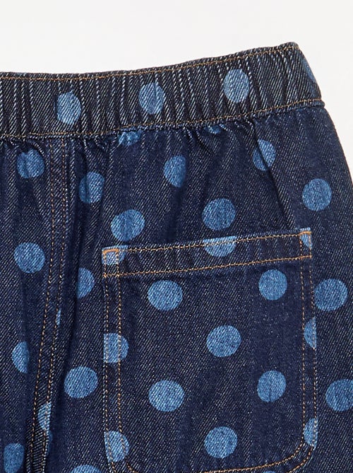 Calças de ganga de corte barrel com estampado de bolinhas - Kiabi