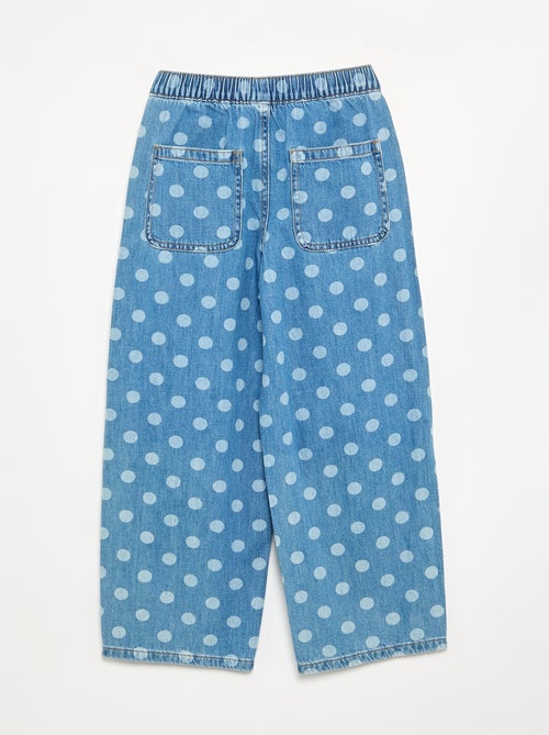 Calças de ganga de corte barrel com estampado de bolinhas - Kiabi