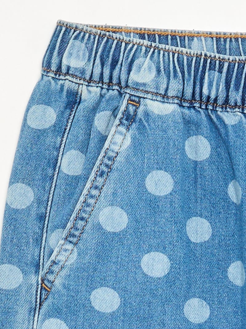 Calças de ganga de corte barrel com estampado de bolinhas Azul - Kiabi