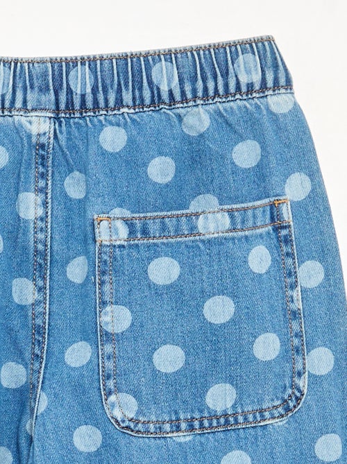 Calças de ganga de corte barrel com estampado de bolinhas - Kiabi