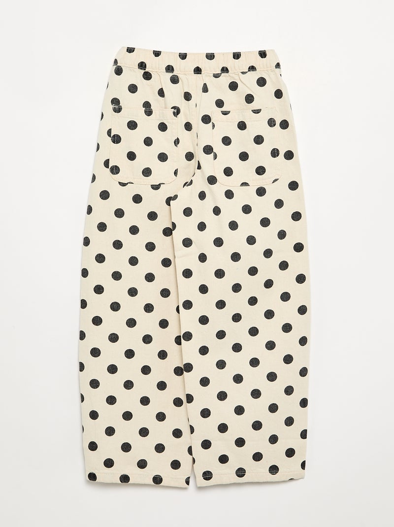 Calças de ganga de corte barrel com estampado de bolinhas Branco - Kiabi