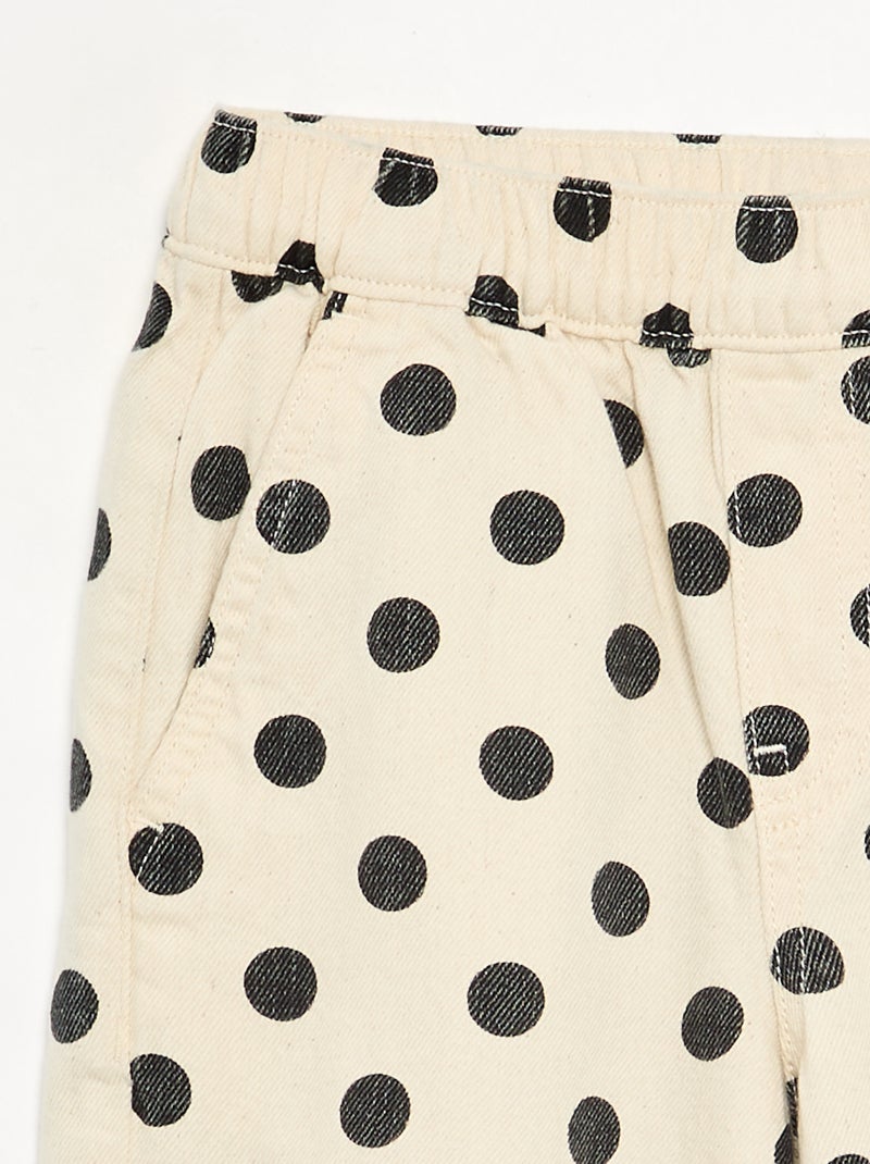 Calças de ganga de corte barrel com estampado de bolinhas Branco - Kiabi