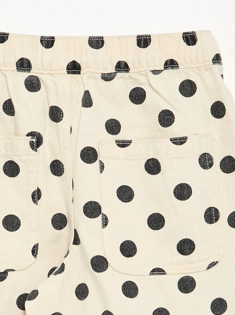 Calças de ganga de corte barrel com estampado de bolinhas Branco - Kiabi
