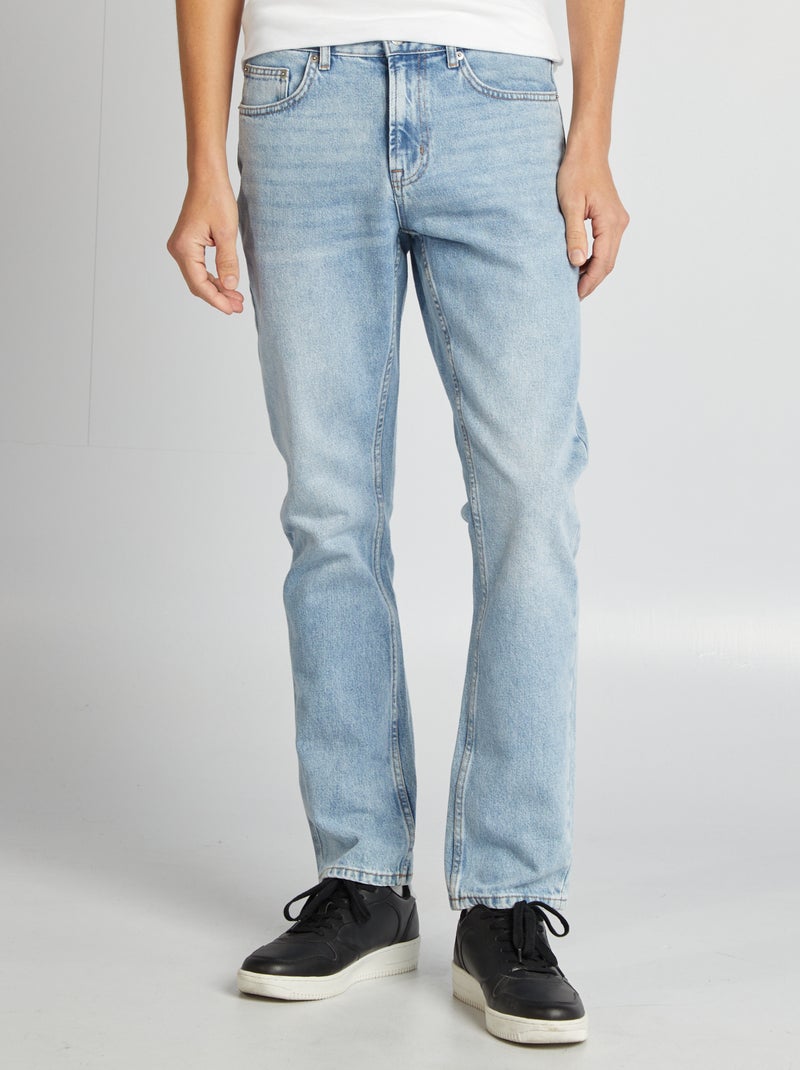 Calças de ganga de corte direito  - L32 AZUL - Kiabi