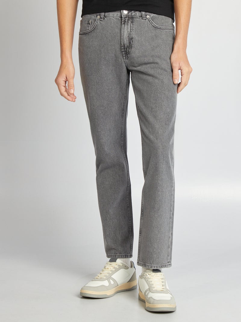 Calças de ganga de corte direito  - L32 CINZA - Kiabi