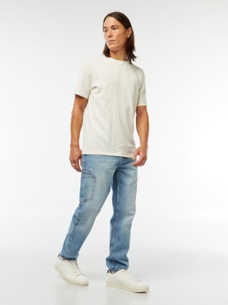 Calças de ganga de corte direito - regular fit com 5 bolsos