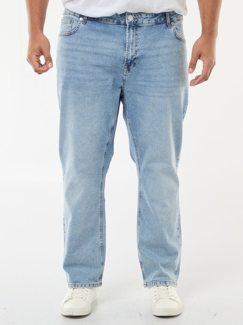 Calças de ganga de corte direito com 5 bolsos  - L30 AZUL - Kiabi