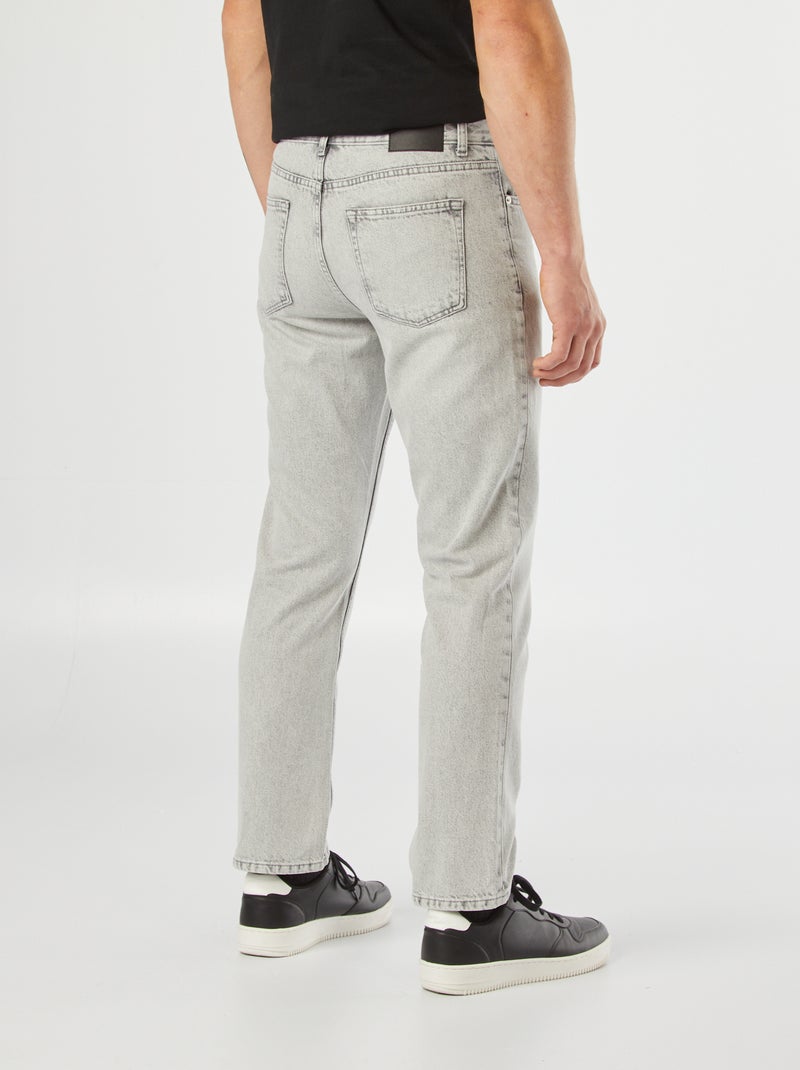 Calças de ganga de corte direito com 5 bolsos  - L30 CINZA - Kiabi