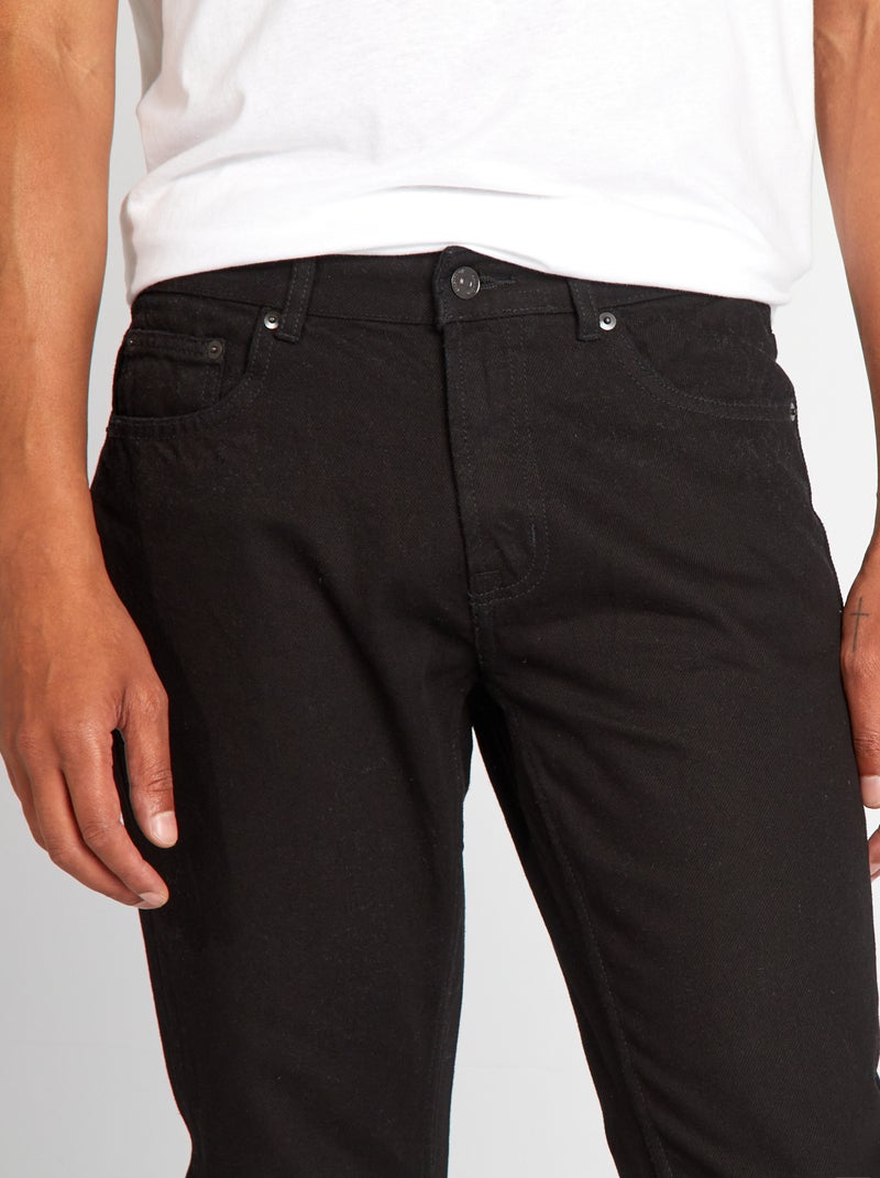 Calças de ganga de corte direito com 5 bolsos  - L30 PRETO - Kiabi