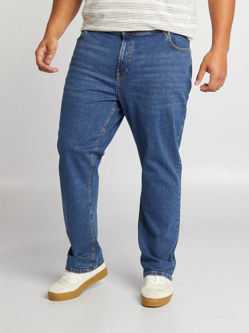 Calças de ganga de corte direito com 5 bolsos  - L32 AZUL - Kiabi
