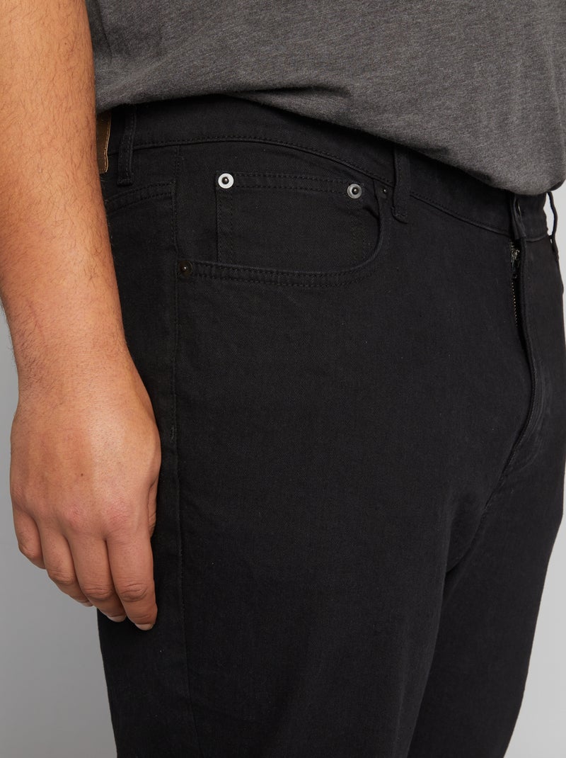 Calças de ganga de corte direito com 5 bolsos  - L32 PRETO - Kiabi