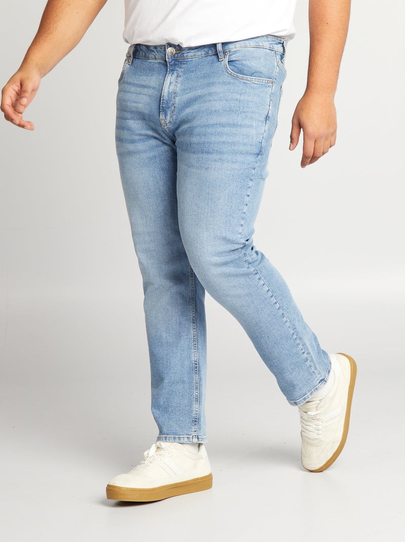 Calças de ganga de corte direito com 5 bolsos  - L34 AZUL - Kiabi