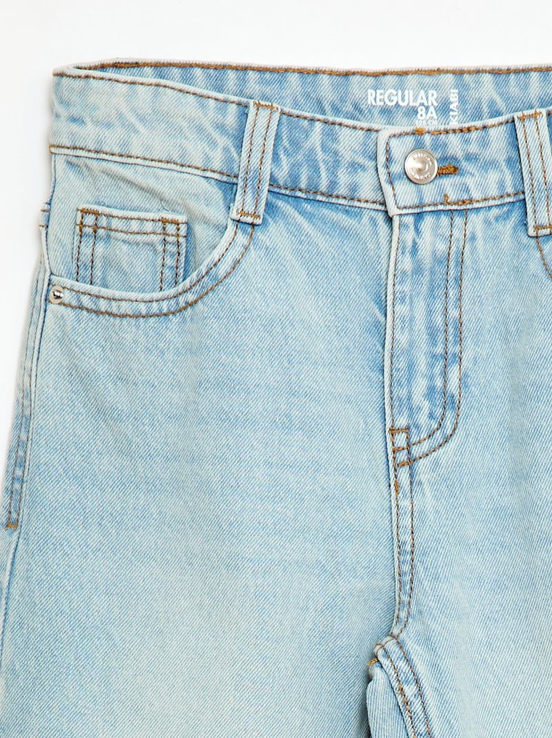 Calças de ganga de corte direito com 5 bolsos AZUL - Kiabi