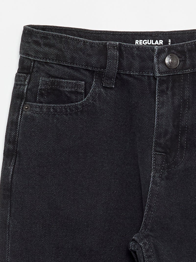 Calças de ganga de corte direito com 5 bolsos Preto - Kiabi