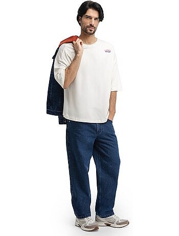 Calças de ganga de corte largo para homem