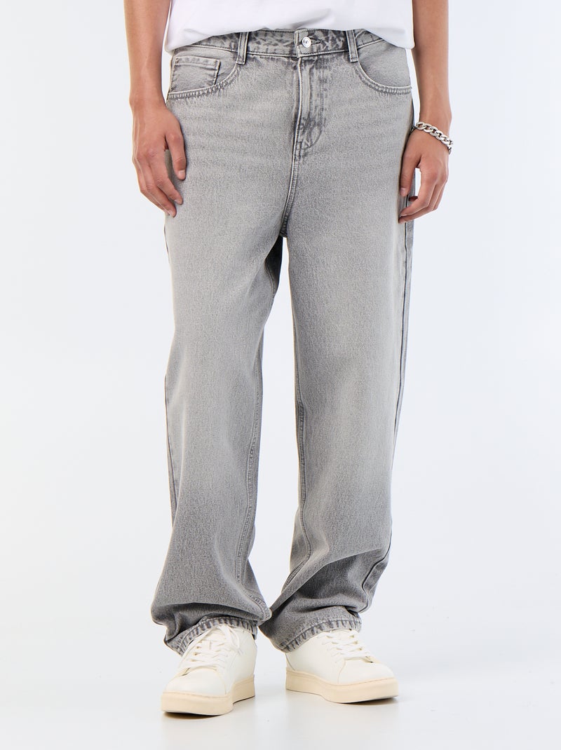 Calças de ganga de corte largo / relaxed fit Cinza - Kiabi