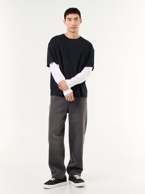 Calças de ganga de corte largo / relaxed fit - Kiabi Calças de ganga de corte largo / relaxed fit - Kiabi