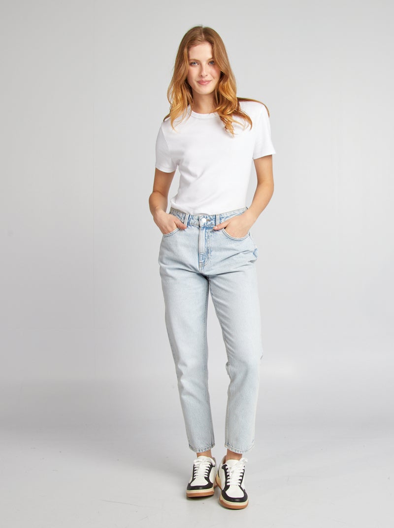 Calças de ganga de corte mom fit AZUL - Kiabi