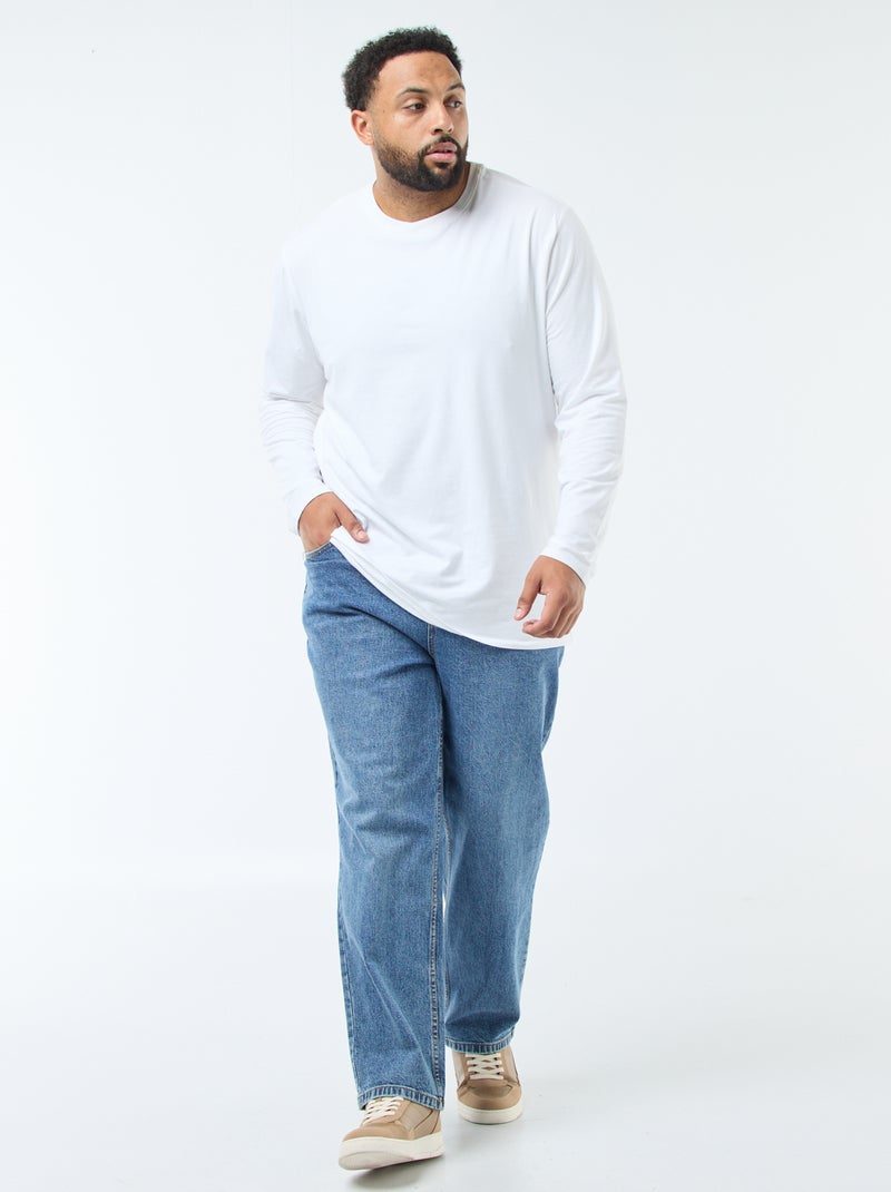 Calças de ganga de corte relaxado bolsos Azul Tamanho grande