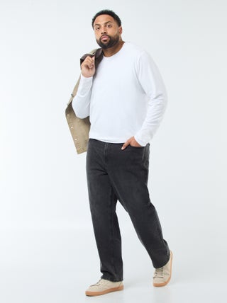 Calças de ganga de corte relaxed com 5 bolsos