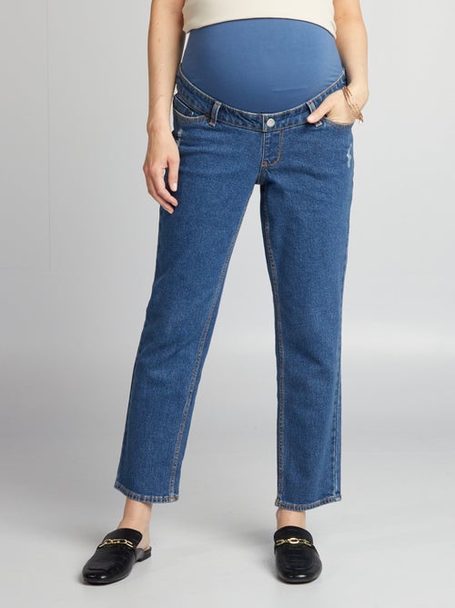 Calças de ganga de grávida de corte direito com bandolete - Kiabi