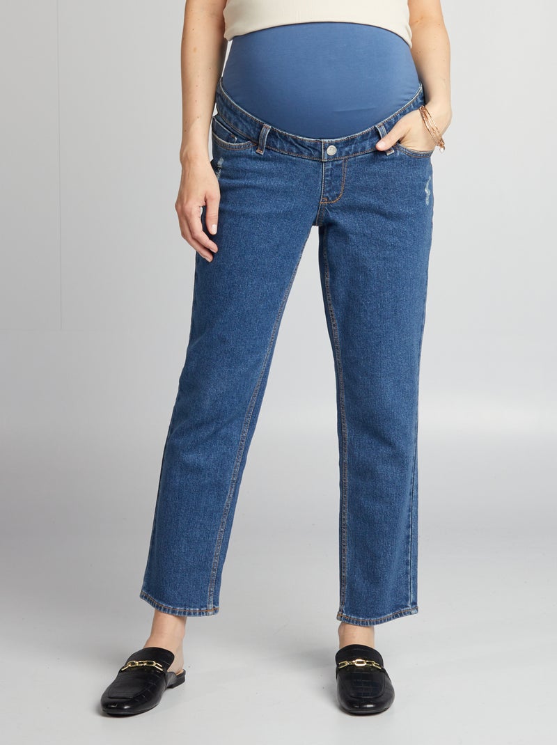 Calças de ganga de grávida de corte direito com bandolete AZUL - Kiabi