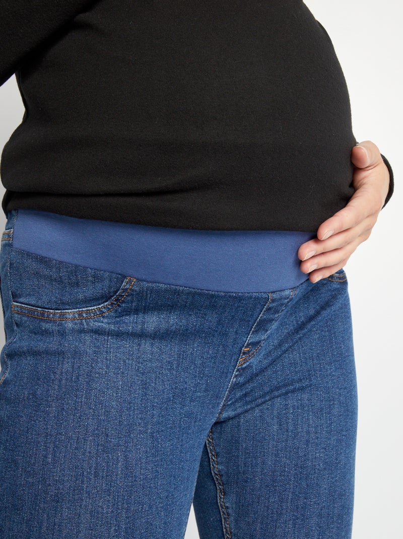 Calças de ganga de grávida super elásticas - Início da gravidez - pequena faixa AZUL - Kiabi