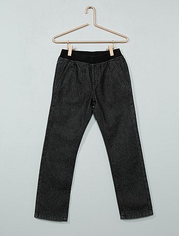 Calças de ganga direitas e cintura elástica - Kiabi