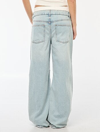 Calças de ganga efeito calção baggy