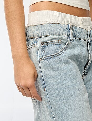 Calças de ganga efeito calção baggy