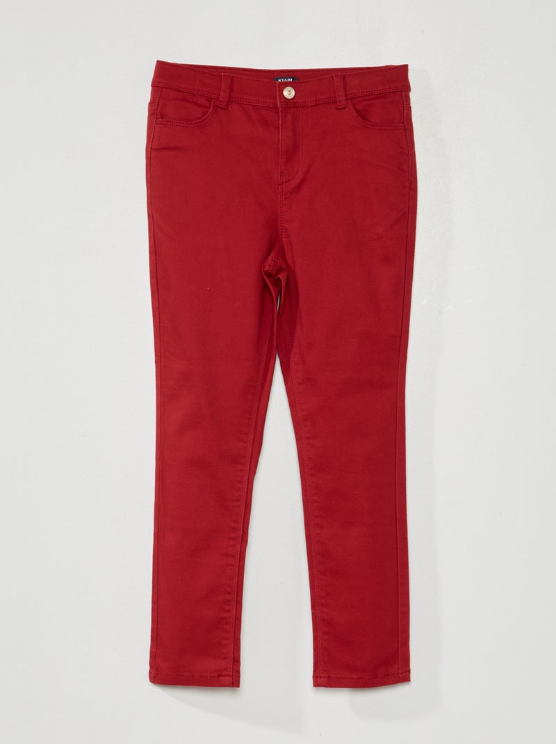 Calças de ganga elásticas - Corte + confortável VERMELHO - Kiabi