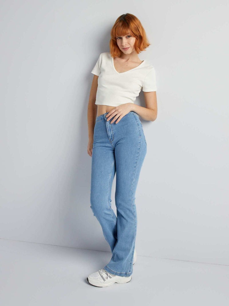 Calças de ganga flare/bootcut com cintura subida AZUL - Kiabi