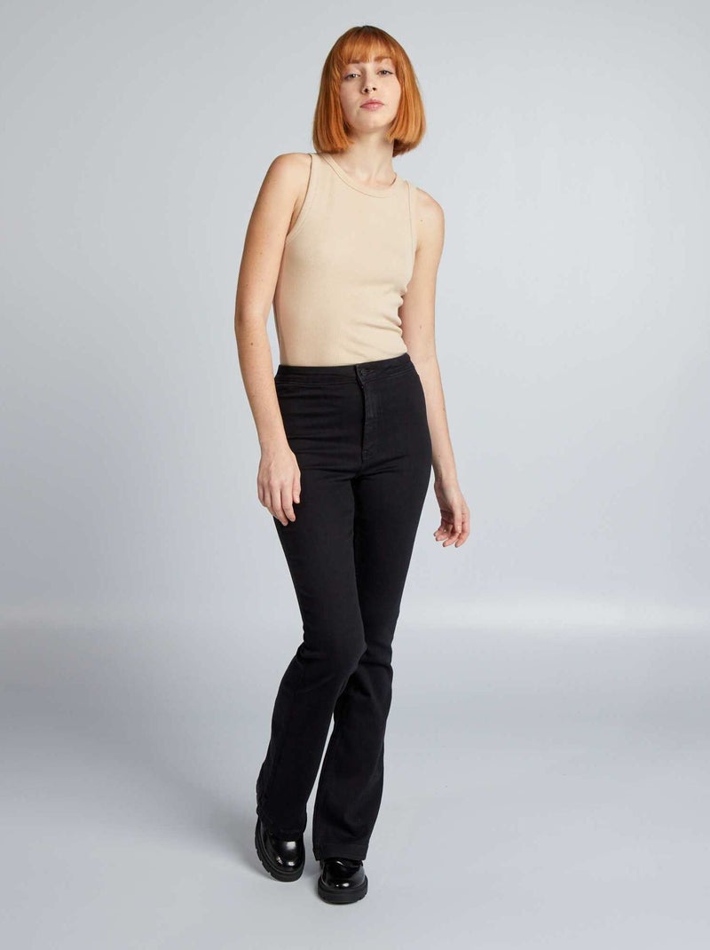 Calças de ganga flare/bootcut com cintura subida PRETO - Kiabi