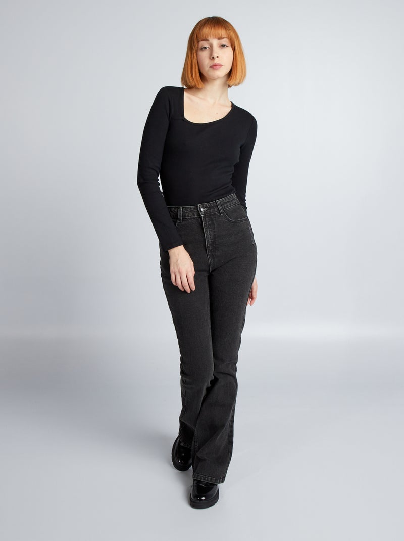 Calças de ganga flare/bootcut com cintura subida PRETO - Kiabi