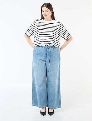 Calças de ganga / jeans de cintura baixa e corte largo